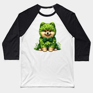 Clover Pomeranian Dog St Patricks Day Baseball T-Shirt